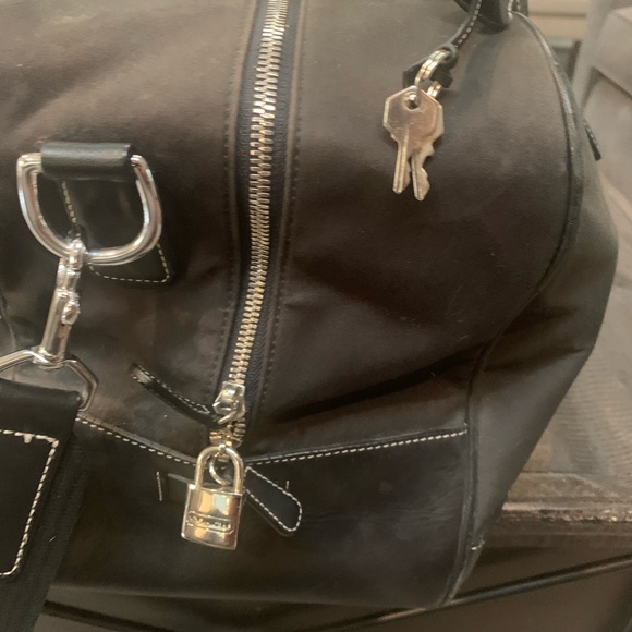 Vintage coach duffel, large, black with silver accents. - Picture 5 of 9